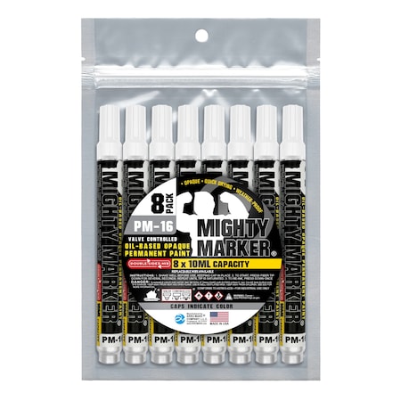 Mighty Marker PM-16 Bullet Tip, White Color Family, 8PK 81316